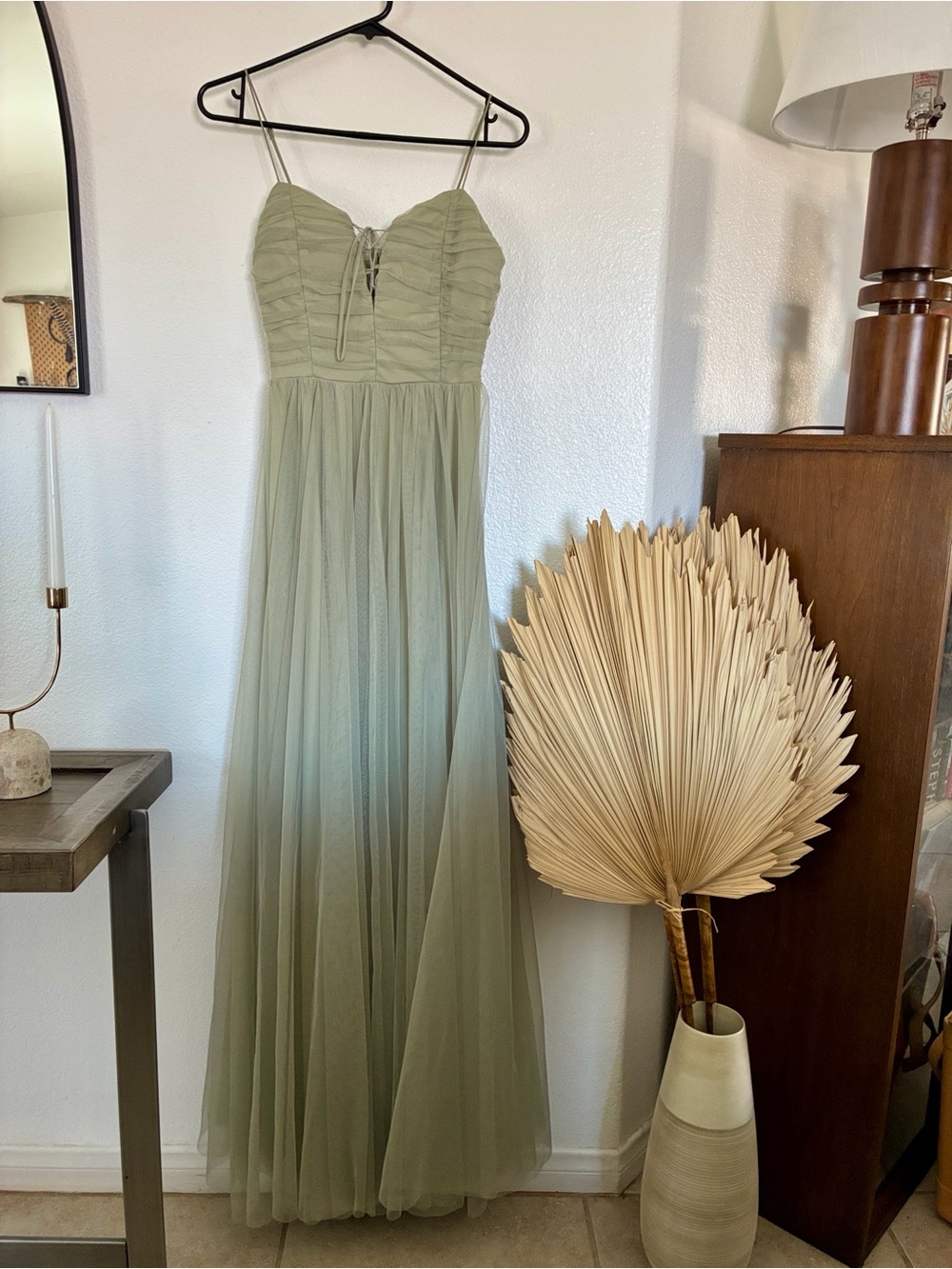 The Sunday Elegant Green Spaghetti Strap Maxi Dress